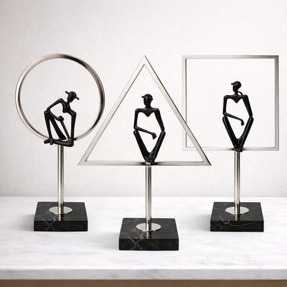 Modern Geometric Sculpture with Human Figure