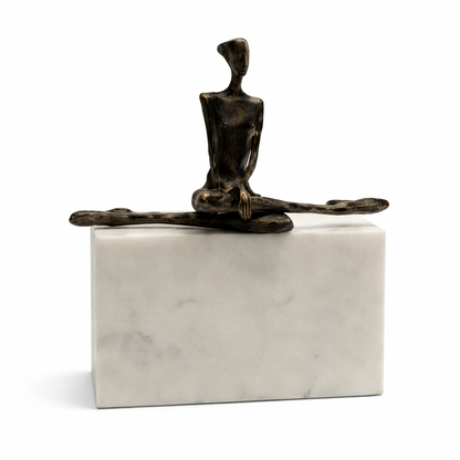 Modern Human Figure Sculpture with Marble Base