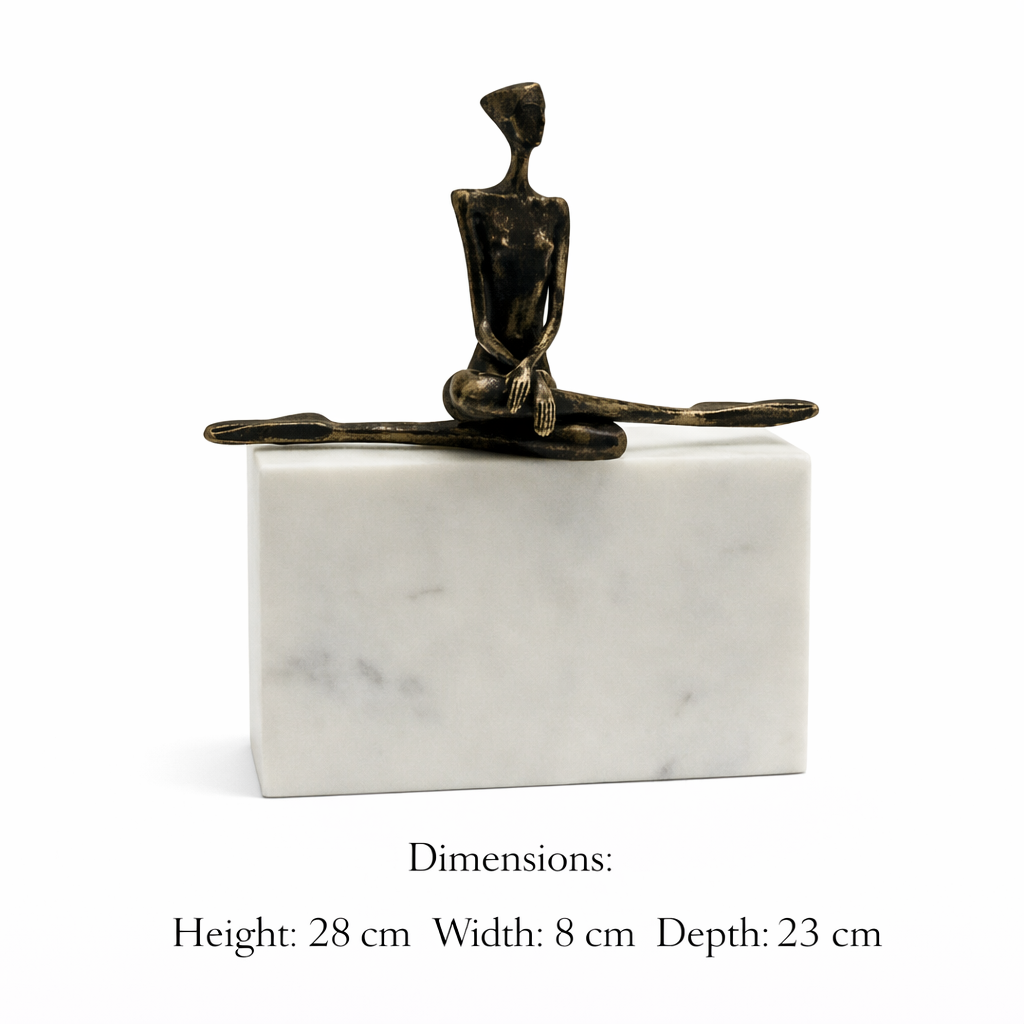 Modern Human Figure Sculpture with Marble Base