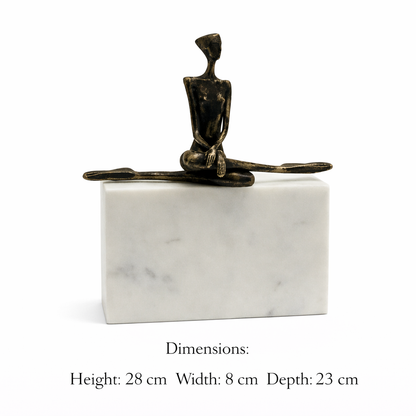 Modern Human Figure Sculpture with Marble Base