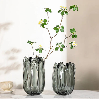 Elegant Amber-Tinted Art Glass Vases