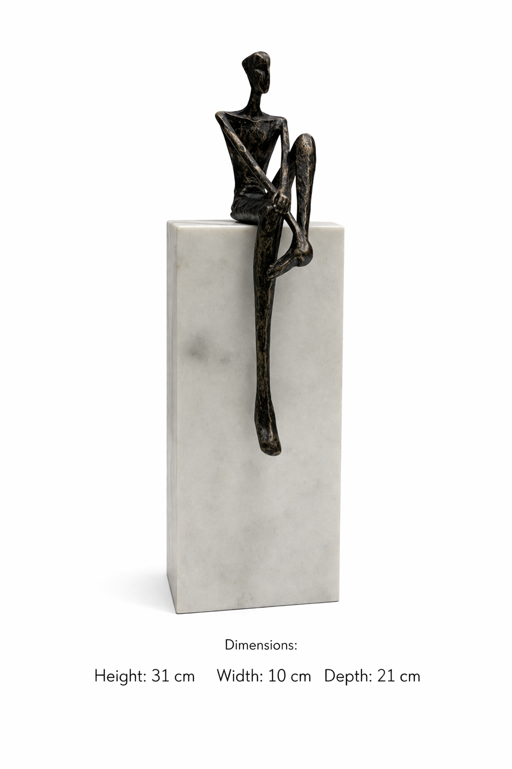 Modern Human Figure Sculpture with Marble Base