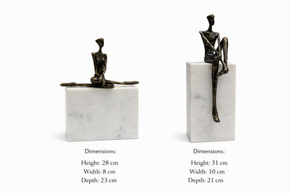 Modern Human Figure Sculpture with Marble Base