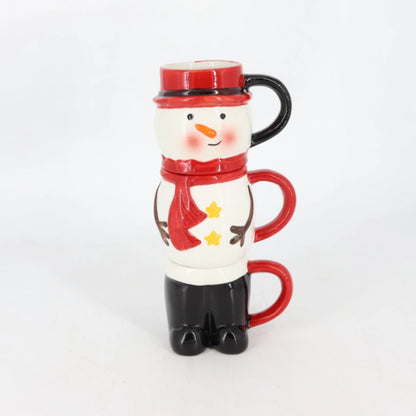Christmas Ceramic Mugs – Snowman Design set of 3