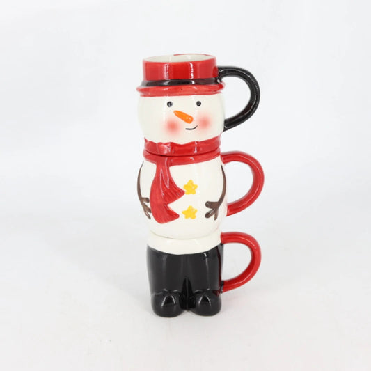 Christmas Ceramic Mugs – Snowman Design set of 3