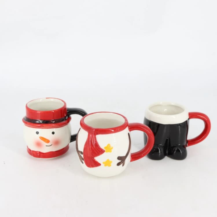 Christmas Ceramic Mugs – Snowman Design set of 3