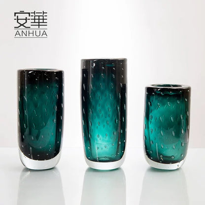 Green Murano Glass Vases