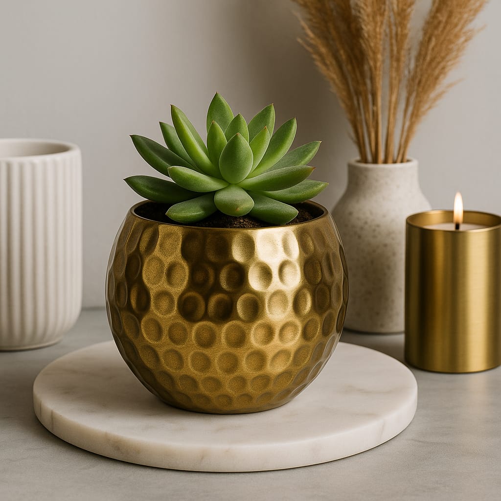 Elegant Gold Metal Pot Pack of 2