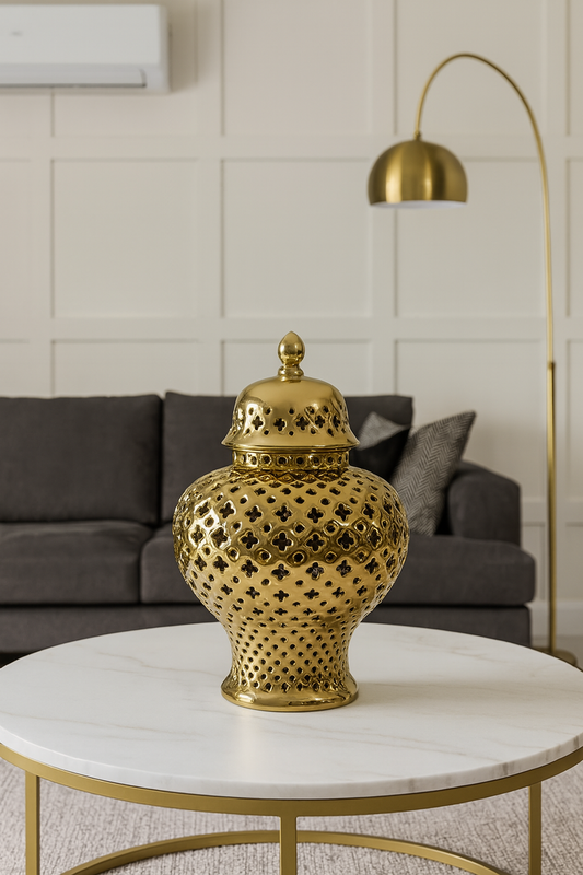 Gold Ceramic Ginger Jar