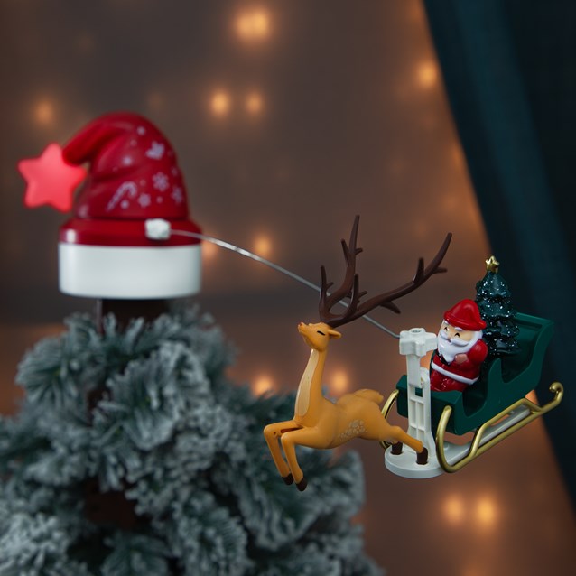 Animated Christmas Tree Topper with Santa – Music & Lights