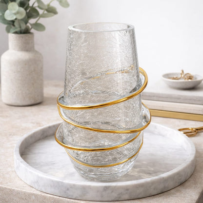 Decorative Glass Vase with Gold Accents set of 2