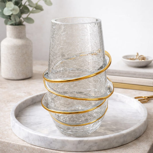 Decorative Glass Vase with Gold Accents set of 2