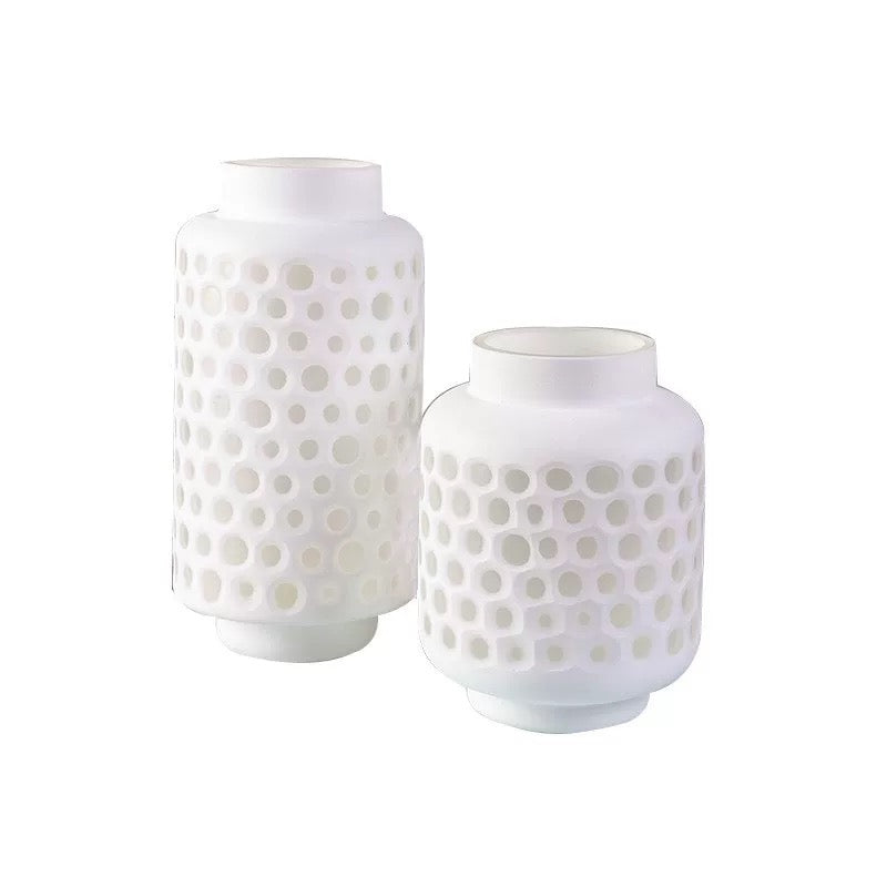 Set Of 2 Polka Dots Glass Vases