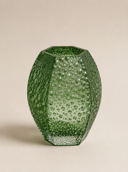 Green Textured Glass Vase