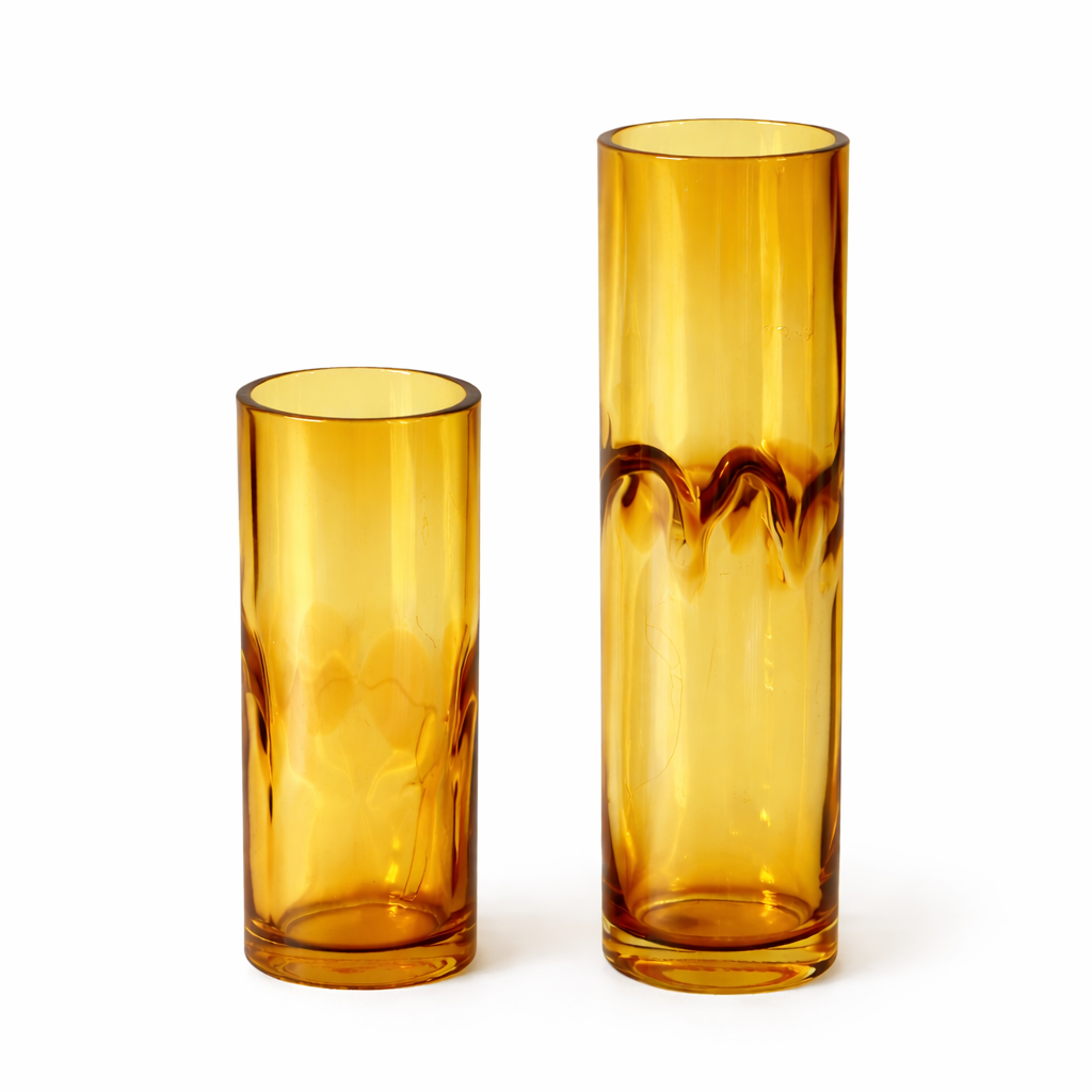 Amber Glass Vases - SET OF 2