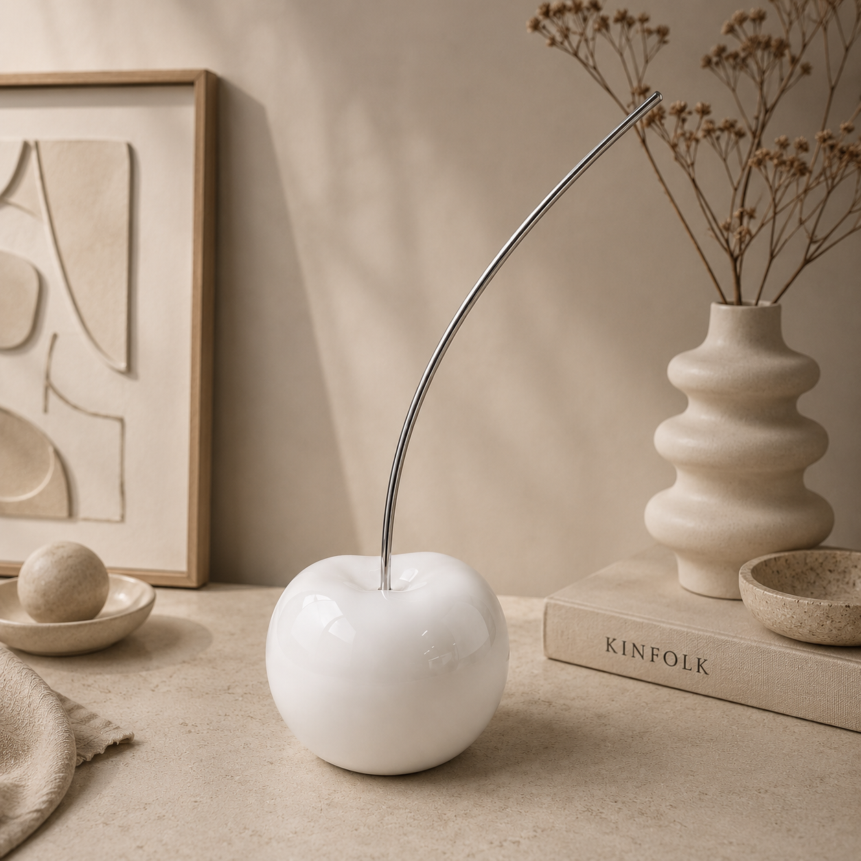 70cm White Apple Decor