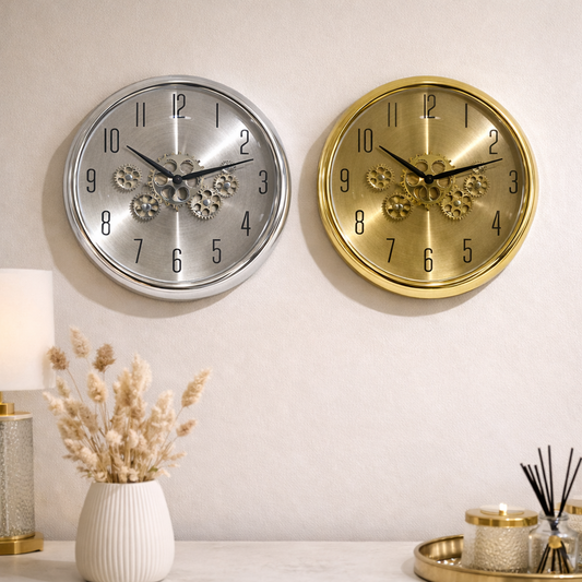 Wall Clock with Mechanical Gear Design