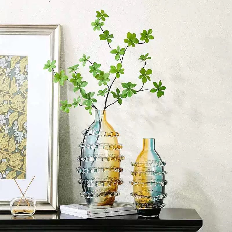 Colored Prominent Glass Vase - Set Of 2