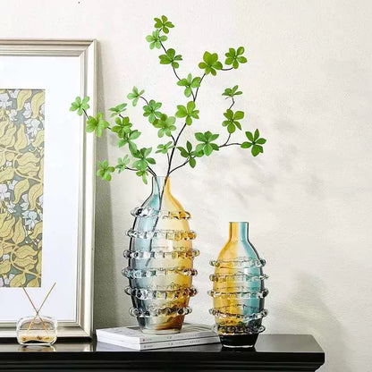 Colored Prominent Glass Vase - Set Of 2