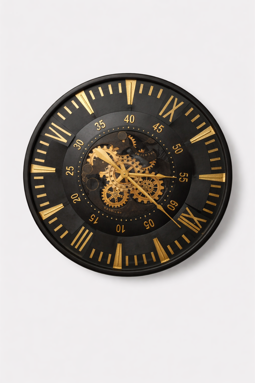Modern Black & Gold 80cm Wall Clock