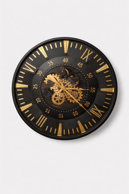 Modern Black & Gold 80cm Wall Clock