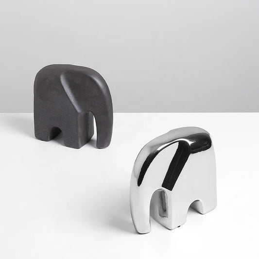 Silver Ceramic Elephant Statute