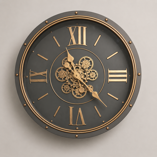 Classic Wall Clock with Decorative Gears 60 CM