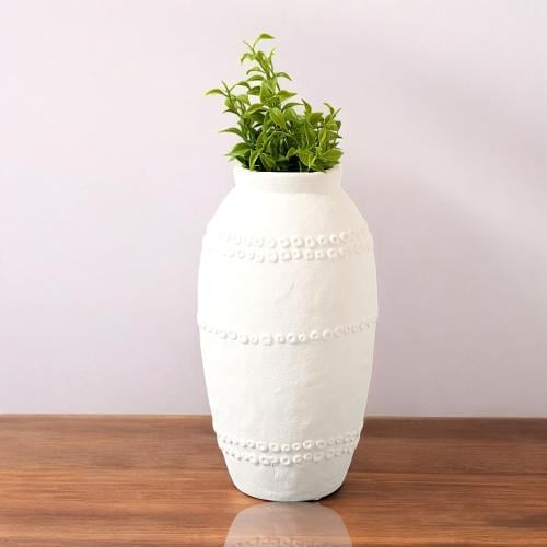 Textured White Ceramic Vases – Modern Minimalist Decor - set of 2