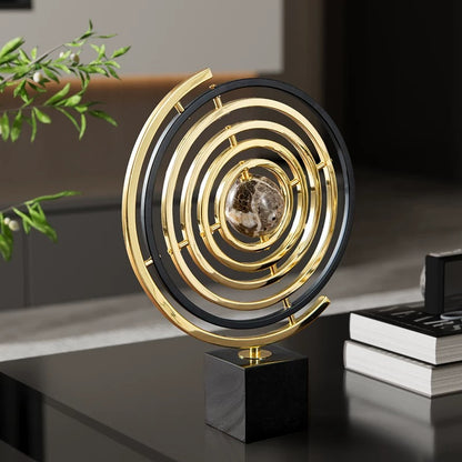 Marble & Stainless Decor With Marble Base