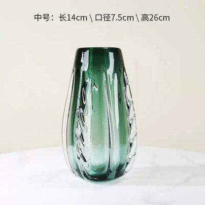 Set of 3 Emerald Glass Vases