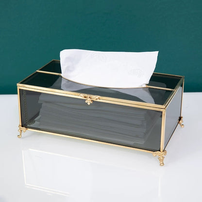 Black Glass Tissue Box