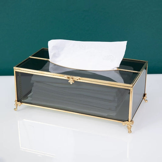 Black Glass Tissue Box