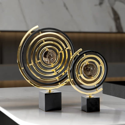 Marble & Stainless Decor With Marble Base