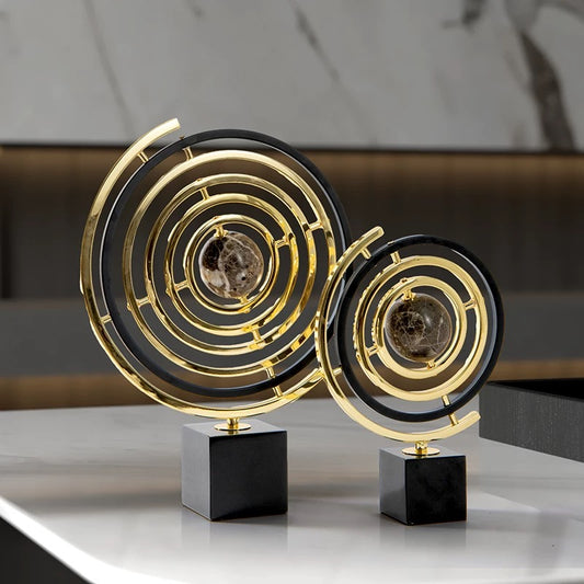 Marble & Stainless Decor With Marble Base