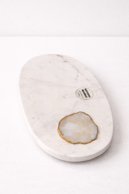 Marble Tray with Natural Stone Accent