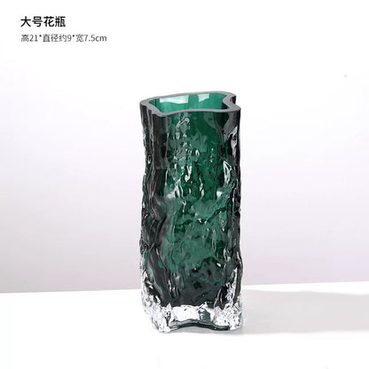 Set of 2 Glass Vases Green/Brown