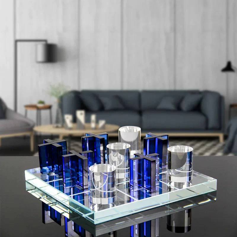 Glass Tic Tac Toe With Glass Base