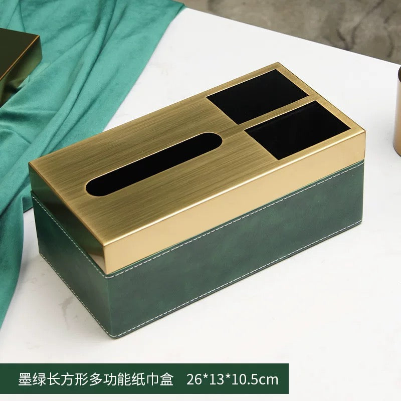 Stainless Tissue Box With Leather