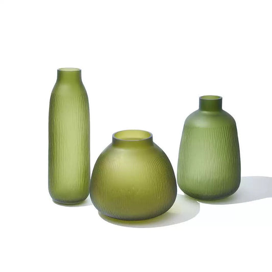 Set Of 2 Green Vases