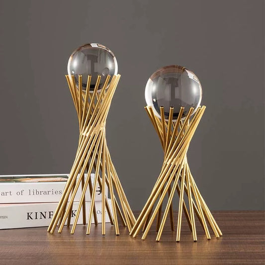 Set Of 2 Sizes Crystal & Metal Decor