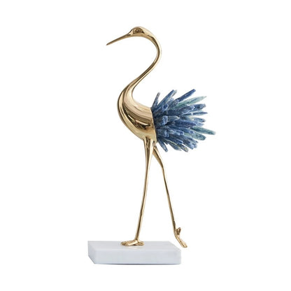Set of 3 Brass Swan With Quartz & Marble Stones