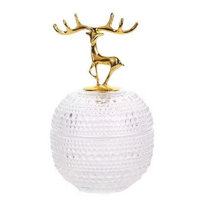 Set Of 2 Round Jars With Deers