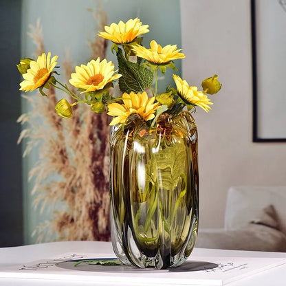 Elegant Amber-Tinted Art Glass Vases