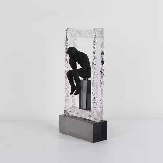 Crystal Sculpture Thinker Statue, Thinking figurine Ornament