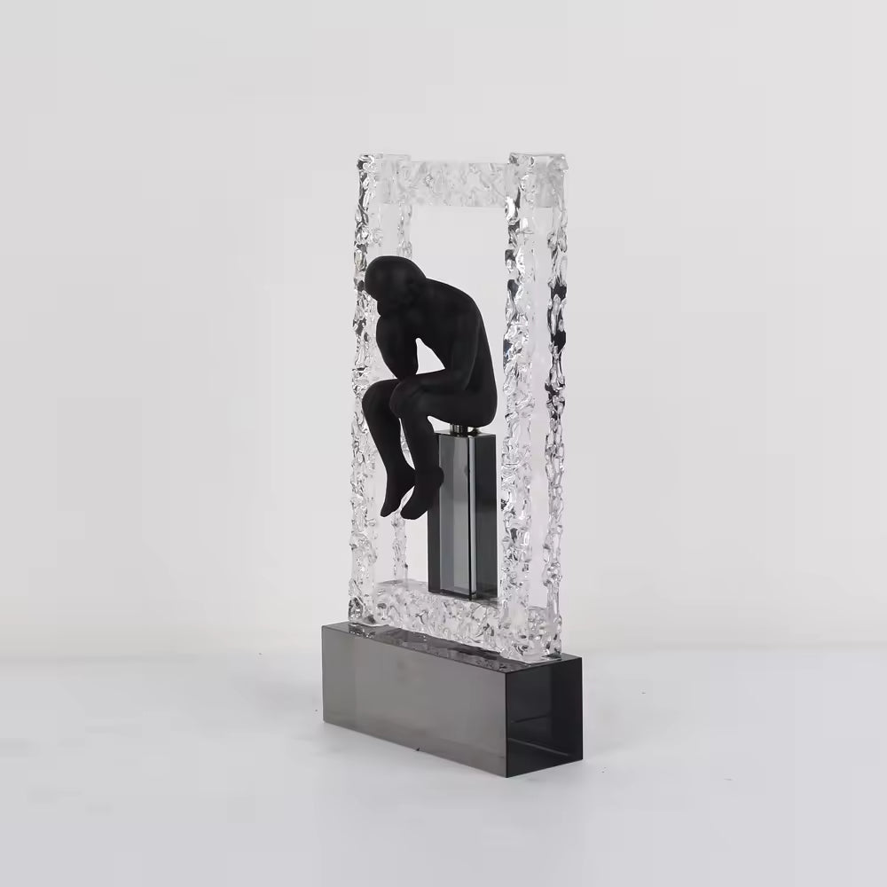 Crystal Sculpture Thinker Statue, Thinking figurine Ornament