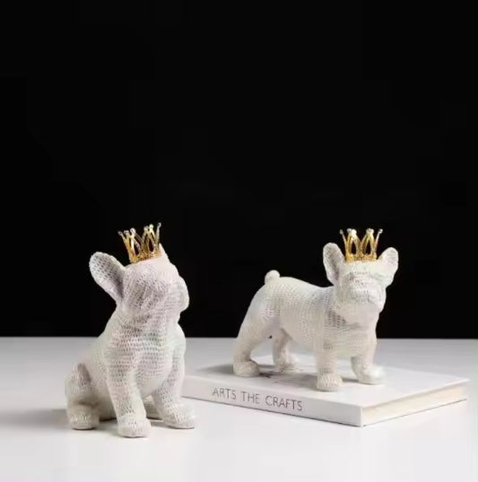 Premium Luxury Bulldog Animal Decoration With Crown