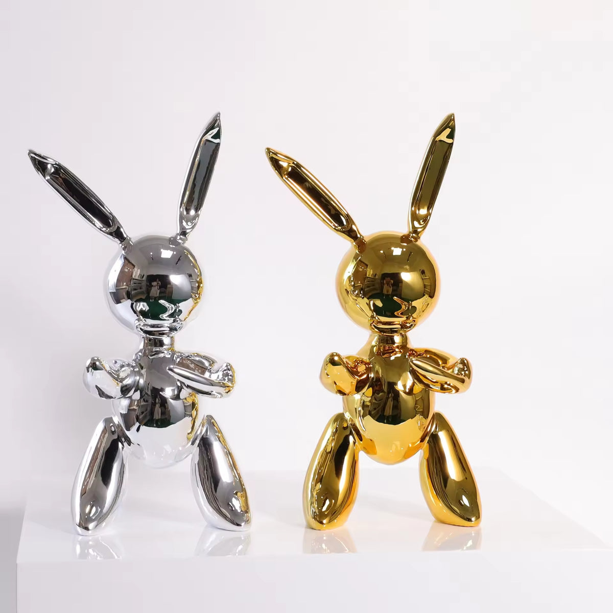 Three Color Resin Rabbit Ornament Creative Electroplating Silver Gold Small Home Crafts