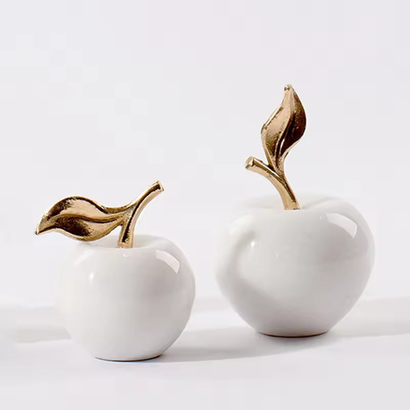 White Marble Apple With Stainless Leave