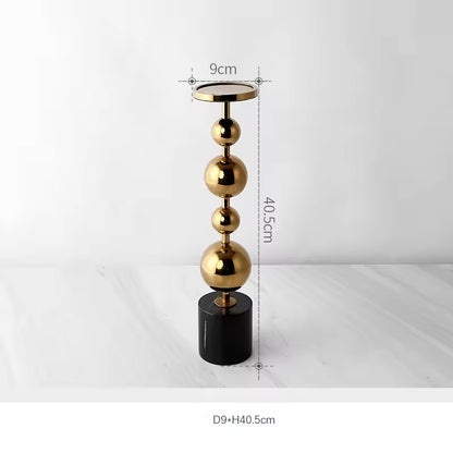 Set Of 2 Candle Holder Stainless Steel With Marble Base
