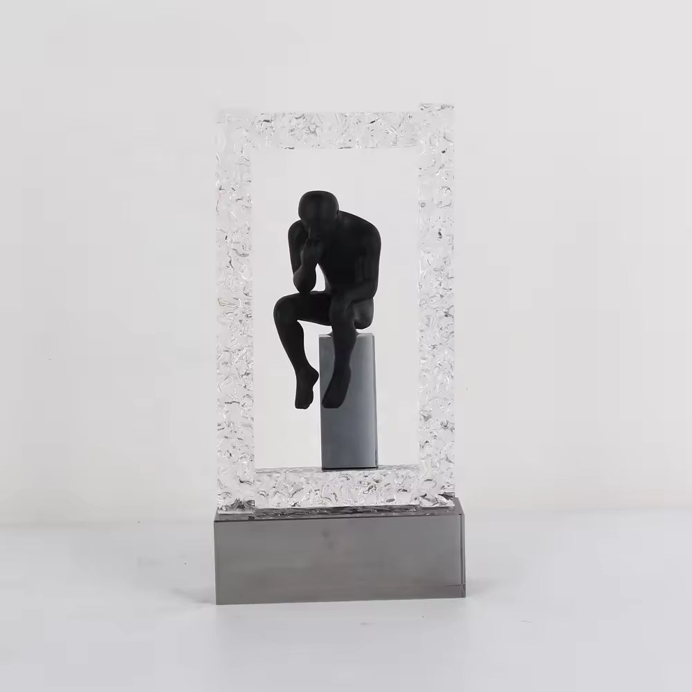 Crystal Sculpture Thinker Statue, Thinking figurine Ornament